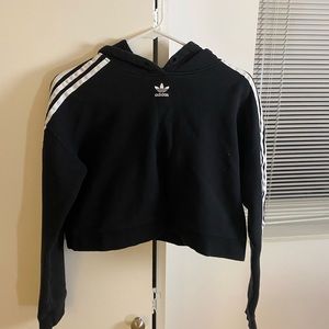 adidas Originals adicolor cropped hoodie in black